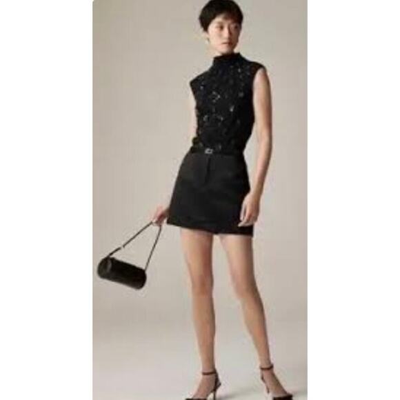 J. Crew Stretch Sequin Embellished Sleeveless Mock Neck Sz M#360 - Picture 2 of 3